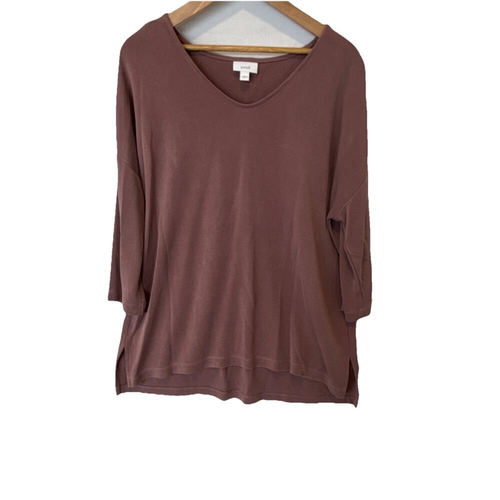 Pure Jill Mauve Knit V-Neck 3/4 Sleeve Pullover Lightweight Women's Top Size L